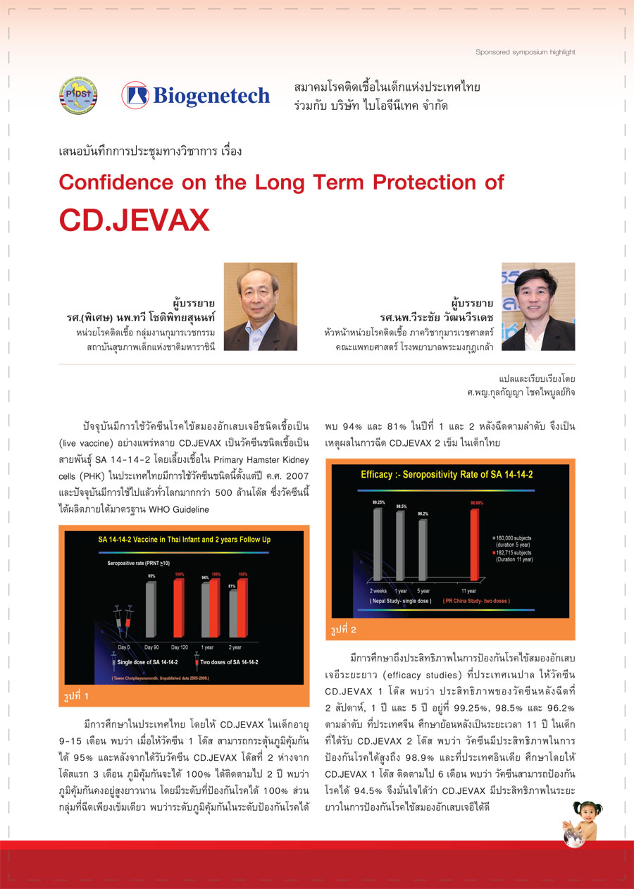 Confidence on the Long Term Protection of CD.JEVAX